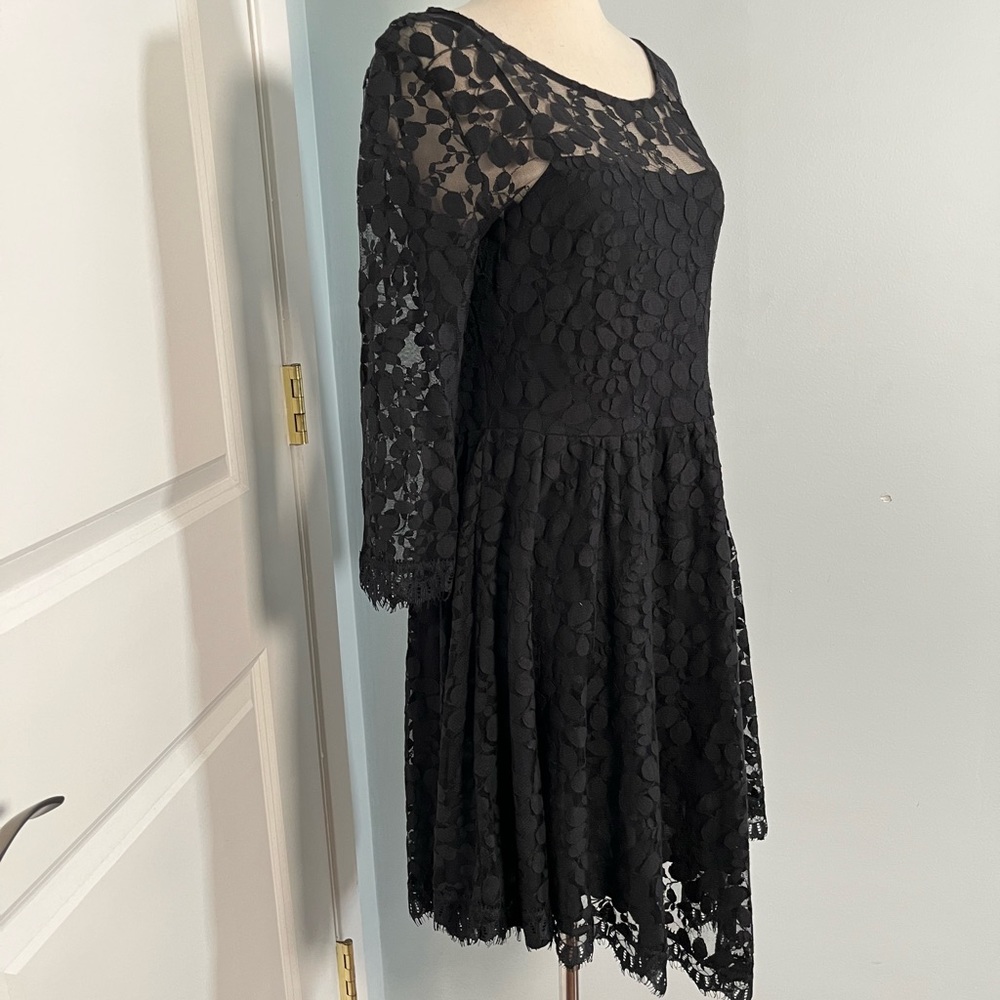 Free People Black Floral Lace Mesh Dress size 6 - Picture 4 of 9